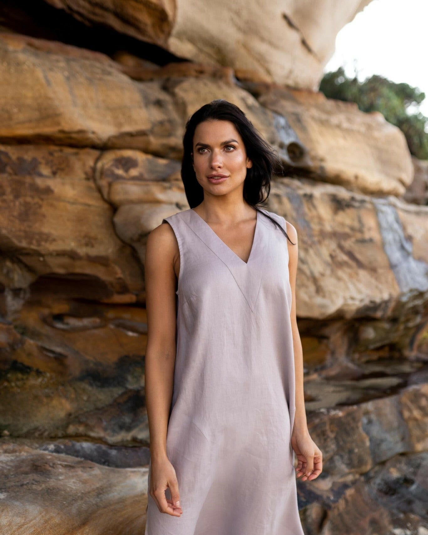 Sleeveless V Dress | Sample.