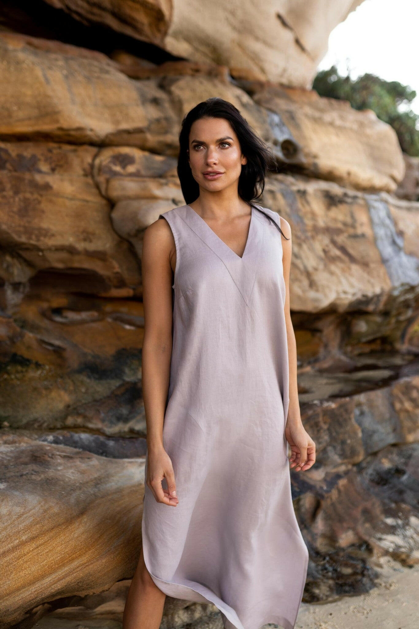 Sleeveless V Dress | Sample.